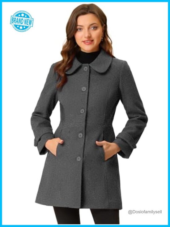 Jackets & Blazers - Peter Pan Collar Single Breasted Long Trench Coat Winter Dressy Overcoat